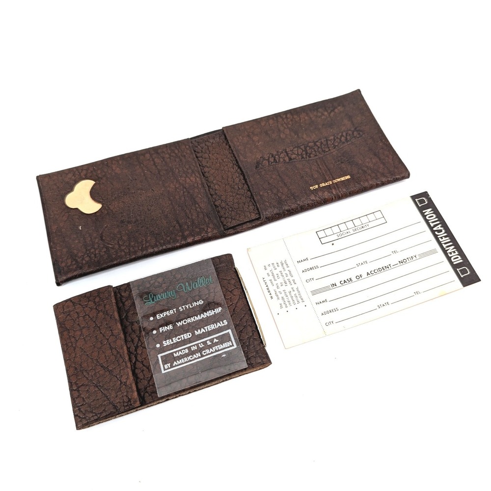 Rolfs Vintage Brown Top Grain Cowhide Wallet Set Spare Key‎ Holder Made in USA